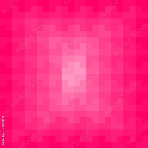 Abstract 3D H letter or plus symbol repeat pattern seamless background. Pink polygons, rectangles and squares simple background vector.