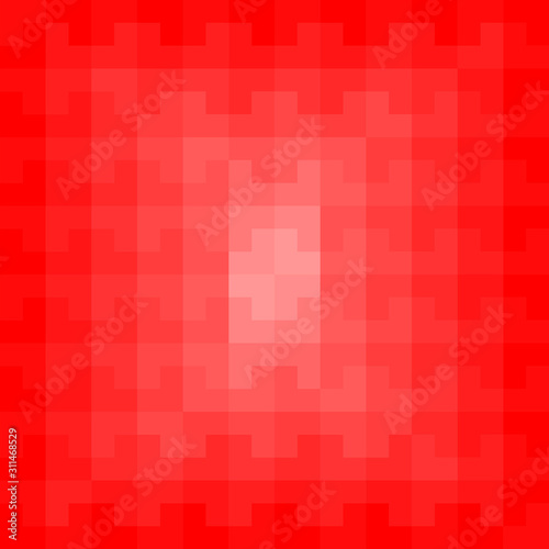 Abstract 3D H letter or plus symbol repeat pattern seamless background. Red polygons, rectangles and squares simple background vector.