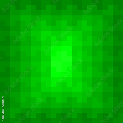 Abstract 3D H letter or plus symbol repeat pattern seamless background. Green polygons, rectangles and squares simple background vector.