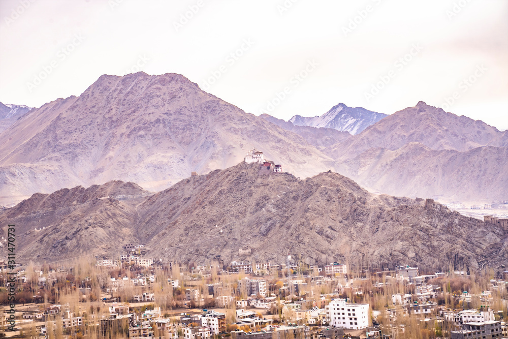 Beautiful Mountains and View of Leh Ladakh Buddhist Monastery, Popular Place to See in Leh-Ladakh India. Beautiful Mountains and View of Leh Ladakh Buddhist Monastery, Popular Place to See in Leh-Ladakh India.