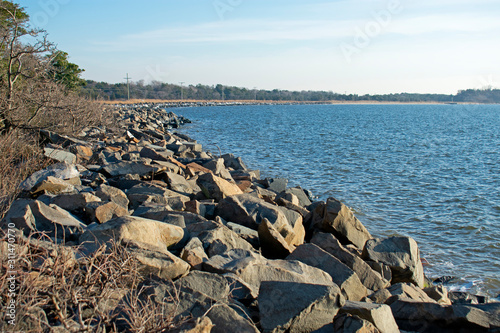 View of Sandy Hook Bay from North end of Sandy Hook, Highlands, Middletown, New Jersey -07