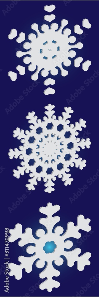 Collection of simple snowflakes on blue background. Collection of simple snowflakes on blue background.
