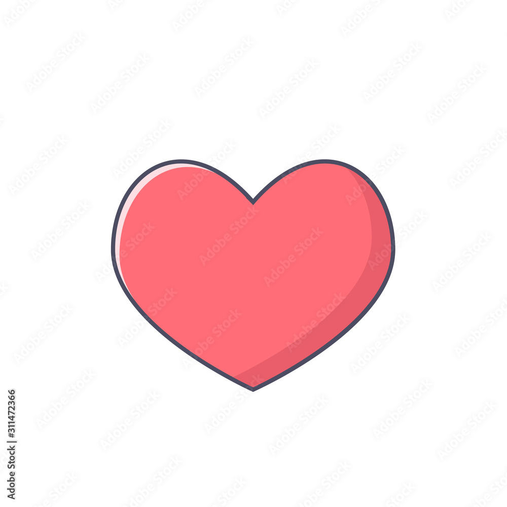 simple illustration heart love pink color flat design