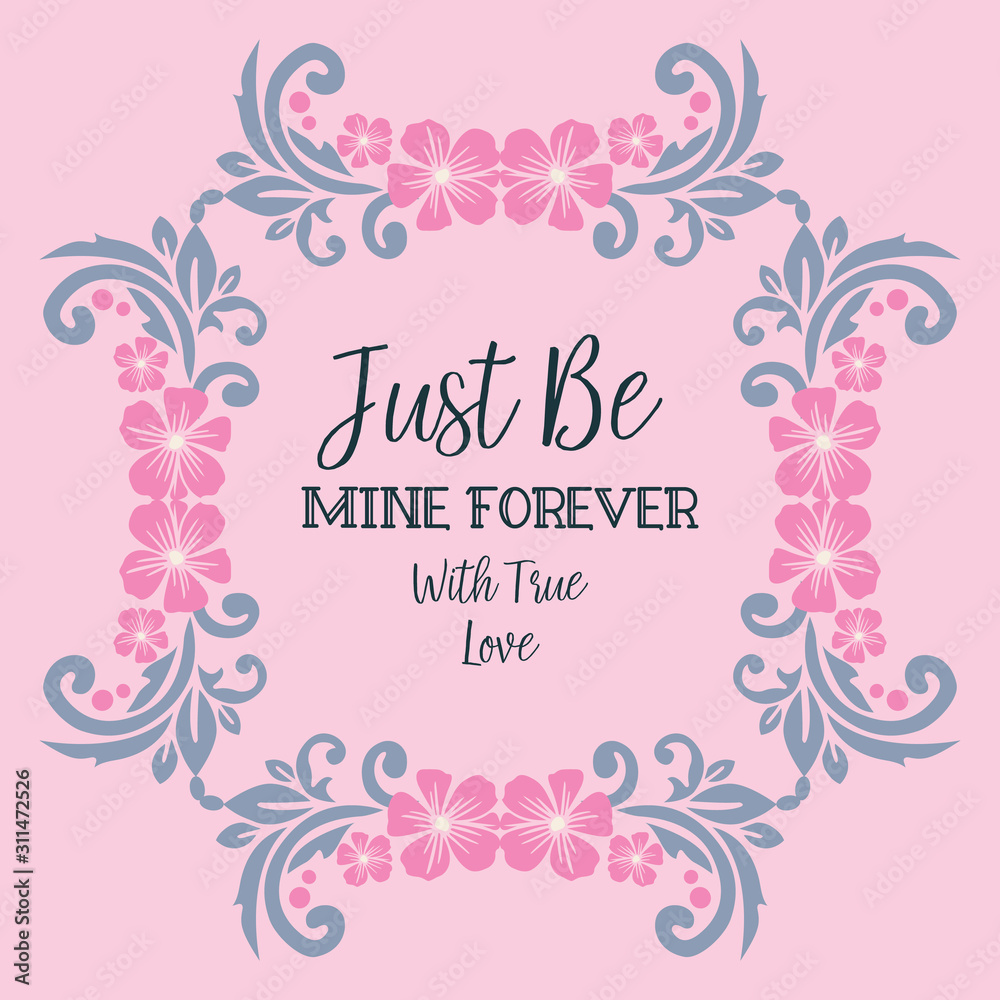 Pattern art of greeting card lettering be mine, with pink wreath beautiful. Vector Pattern art of greeting card lettering be mine, with pink wreath beautiful. Vector