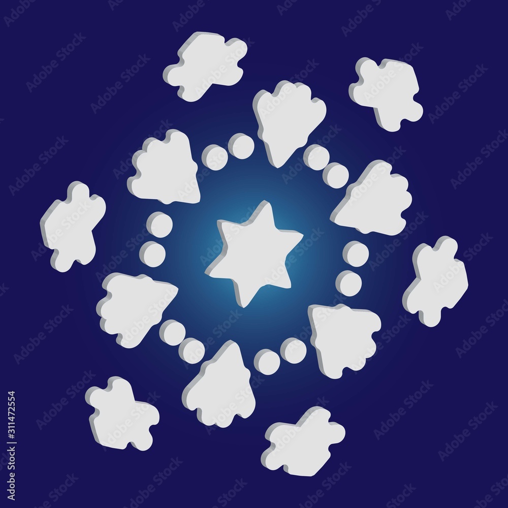 Fototapeta premium Simple christmas snowflake on blue background.