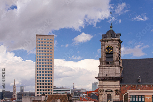 Panoramic aerial view of the central part of Brussels, Belgium photo