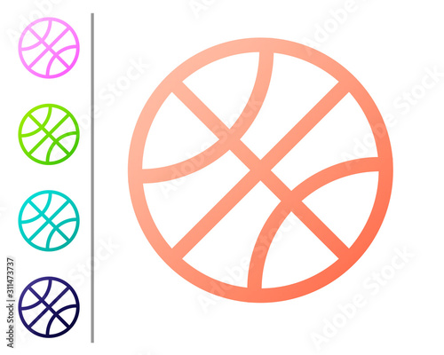 Coral Basketball ball icon isolated on white background. Sport symbol. Set color icons. Vector Illustration photo