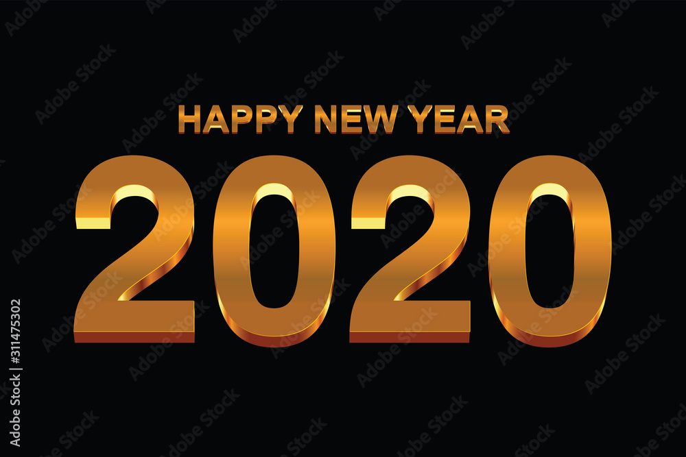 2020 gold text on a black background. illustrator Vector 2020 gold text on a black background. illustrator Vector