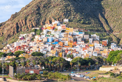 Coastline night view of Santa cruz de Tenerife and San Andreas.
