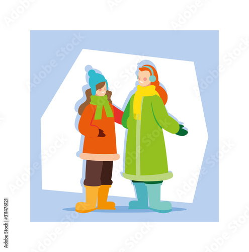 scene of women with winter clothes
