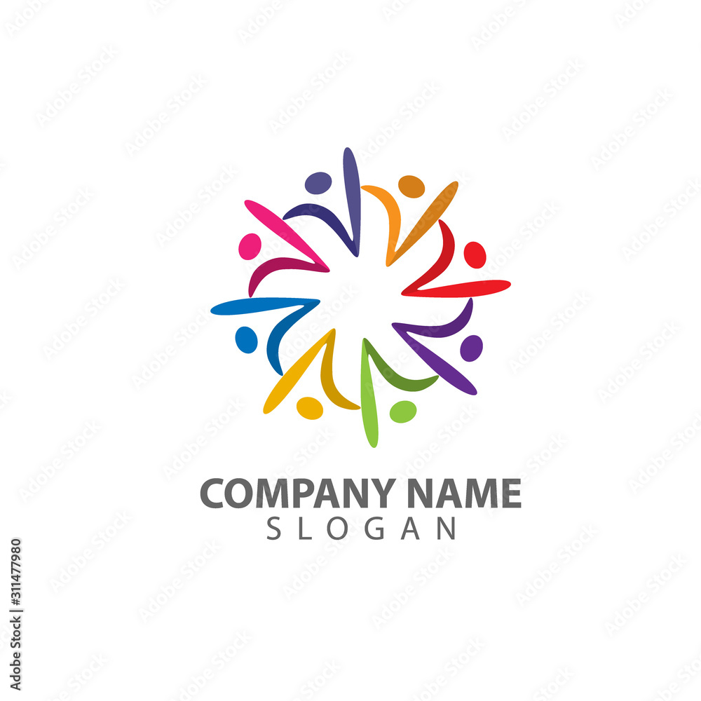 Human character vector logo concept illustration. Abstract man figure logo. Colorful People logo