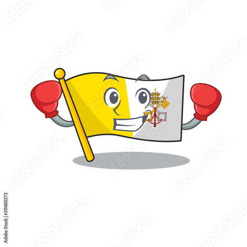 Happy Boxing flag vatican city Scroll mascot character style