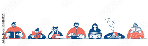 The concept of reading day. People hold a book in their hands. Human character on white background. Flat design style minimal vector illustration.