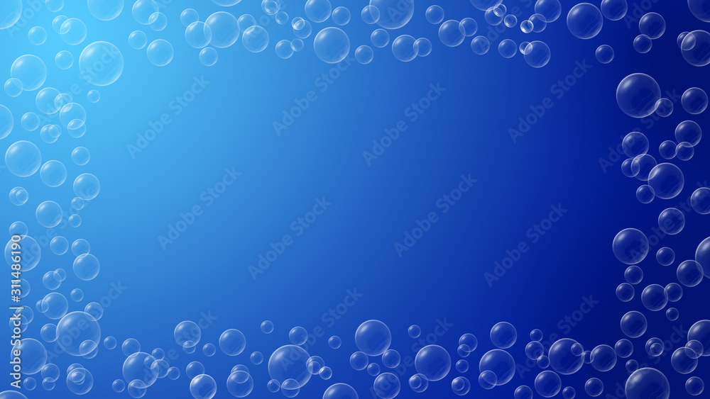 Underwater background with  bubbles frame