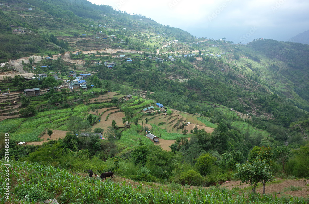 Kharikhola village in Himalaya mountains, Solukhumbu region, Nepal