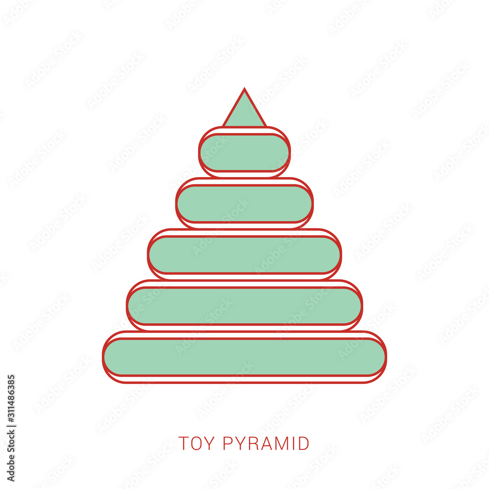 Pyramid icon. Children's colorful plastic toy. Pyramid icon. Children's colorful plastic toy.