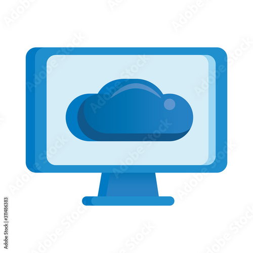 desktop computer display with cloud computing