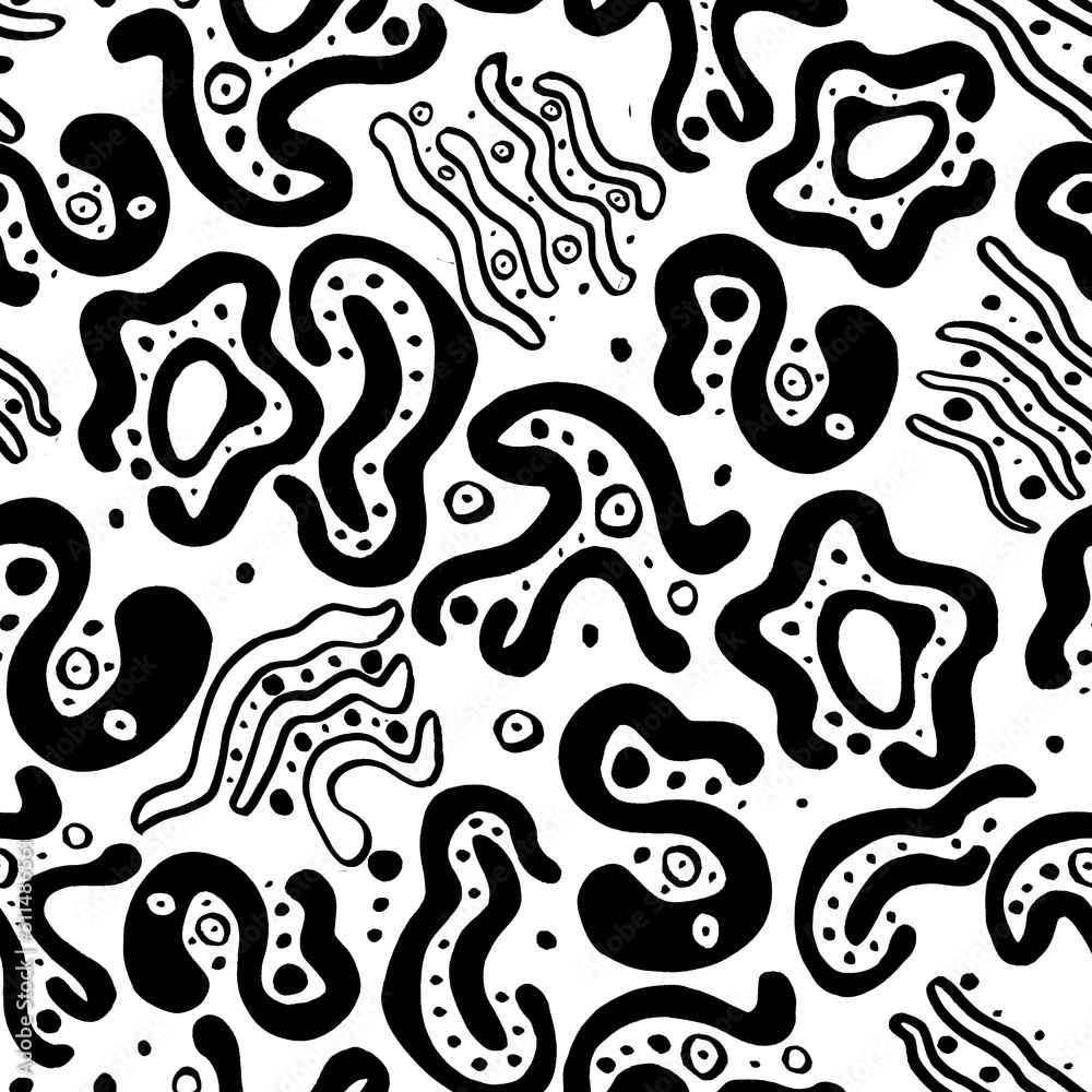 seamless pattern black and white abstract freehand
