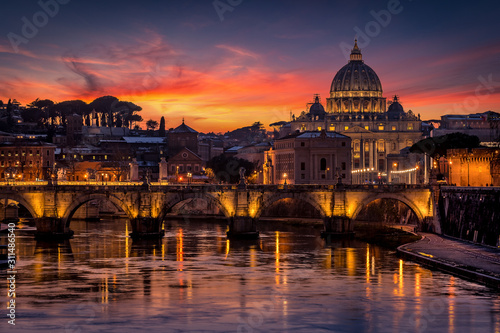 Magnificent twilight in Roma Italia