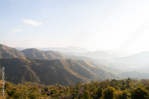 sunset morning landscape mountain in thailand peaceful