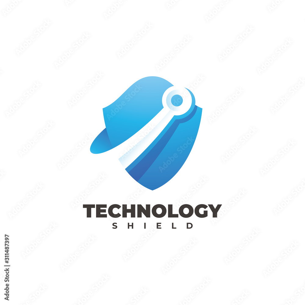 Technology Circuit Chip and Shield Logo Icon Technology Circuit Chip and Shield Logo Icon