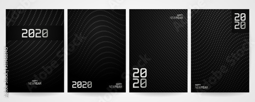 happy new year 2020 vector illustration concept. set of cover designs. minimalist and elegant.