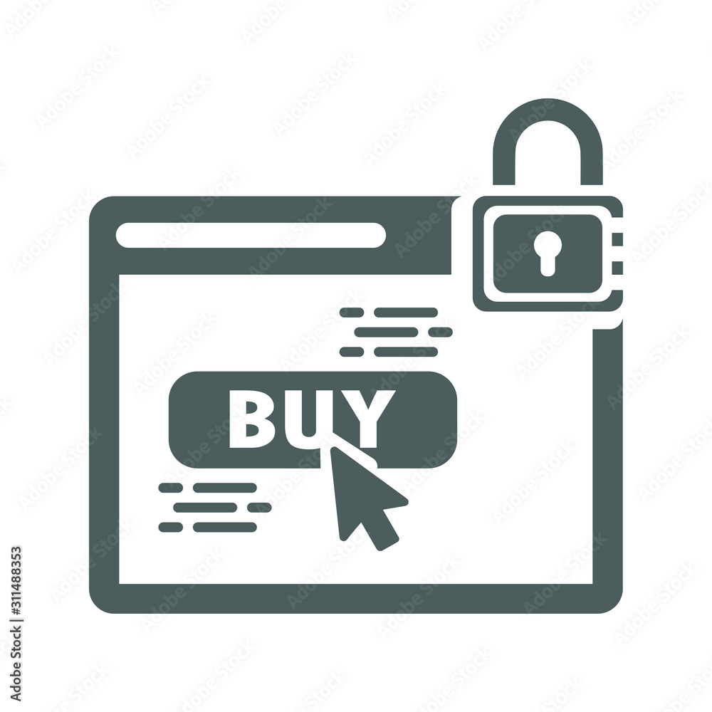 Secure online shopping icon, purchase, buying Secure online shopping icon, purchase, buying