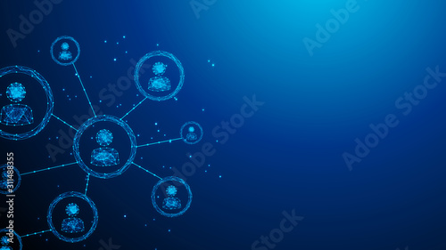Social Network people conneck on blue background