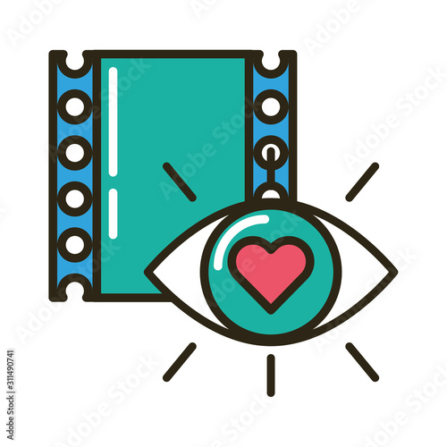 happy valentines day eye human with heart and tape film