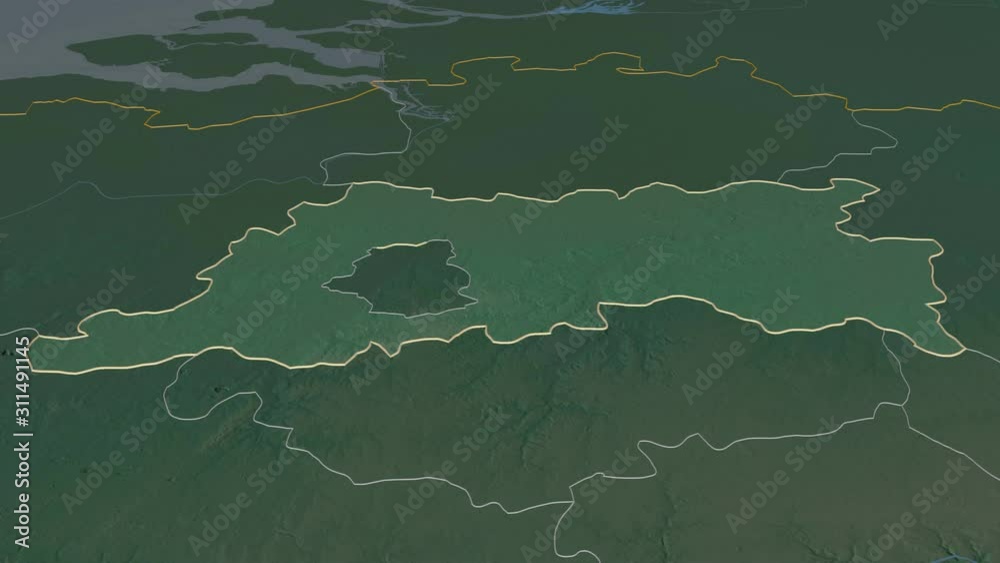 Vlaams Brabant, province with its capital, zoomed and extruded on the relief map of Belgium in the conformal Stereographic projection. Animation 3D Vlaams Brabant, province with its capital, zoomed and extruded on the relief map of Belgium in the conformal Stereographic projection. Animation 3D