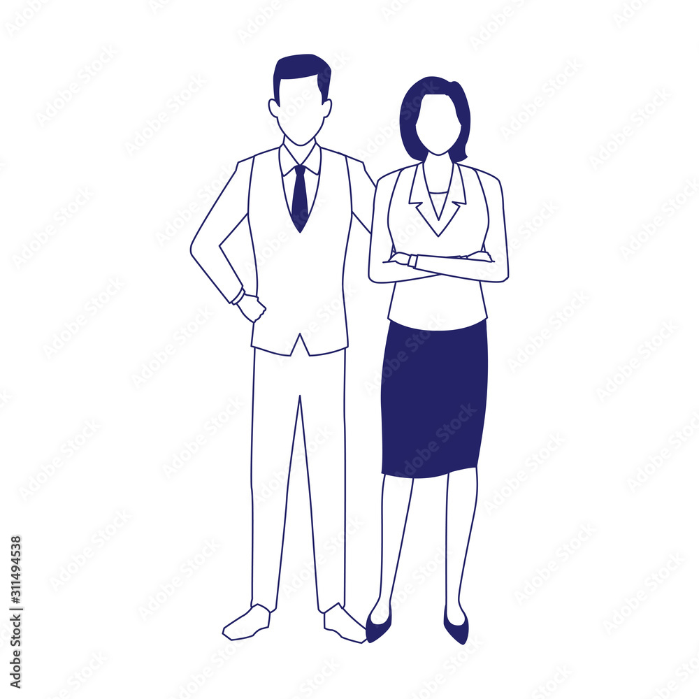 avatar business couple icon, flat design