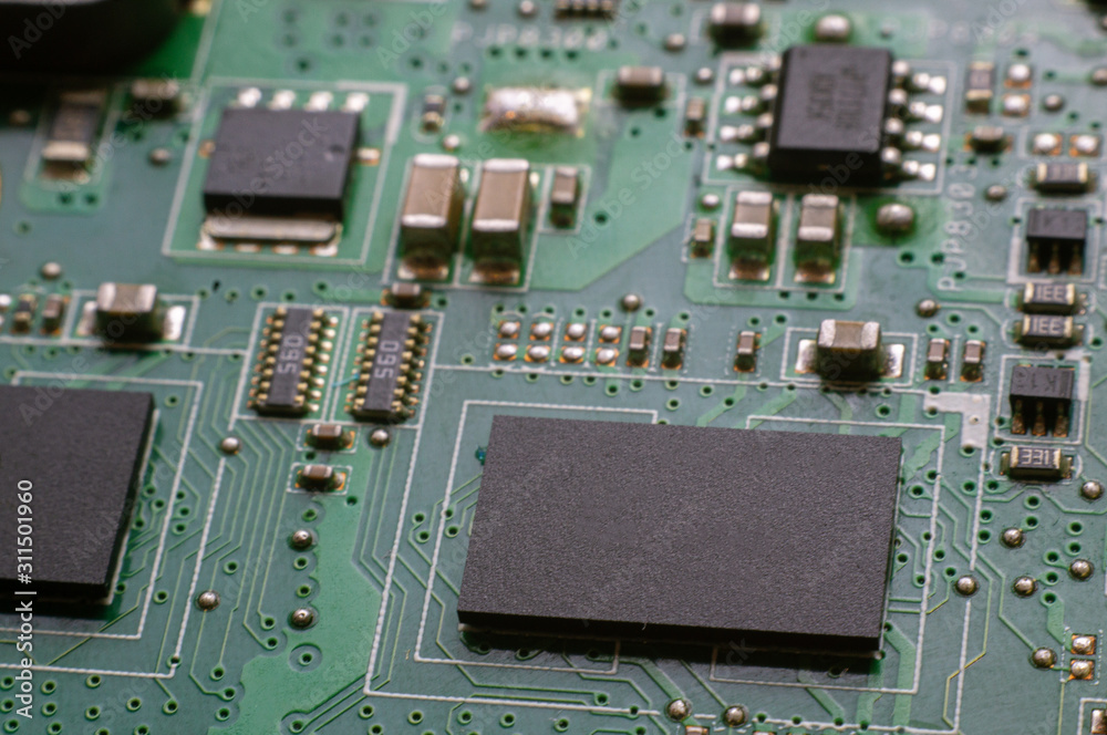 Transistors and circuit board tracks. Digital information Transistors and circuit board tracks. Digital information
