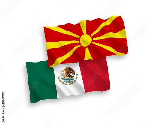 Flags of Mexico and North Macedonia on a white background