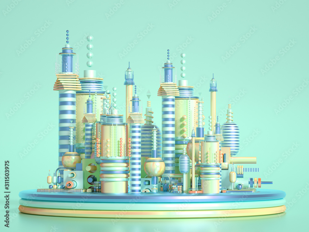 Fototapeta premium Modern minimalism futuristic background with cubes and balls. 3d illustration, 3d rendering.