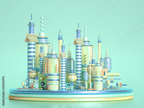 Modern minimalism futuristic background with cubes and balls. 3d illustration, 3d rendering. © Pierell