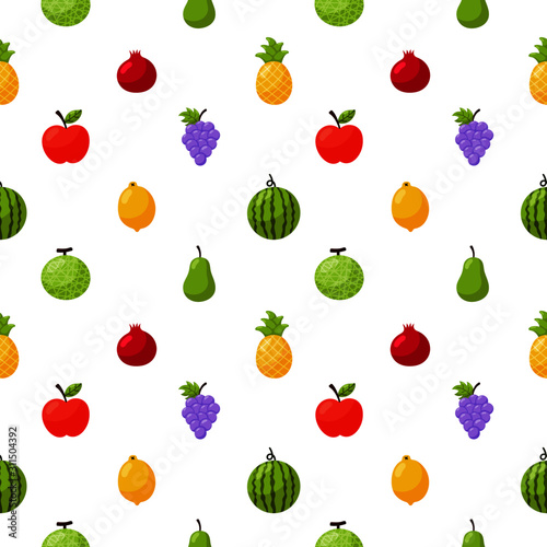 Fototapeta Naklejka Na Ścianę i Meble -  seamless pattern tropical fruit isolated on white background. vector illustration.