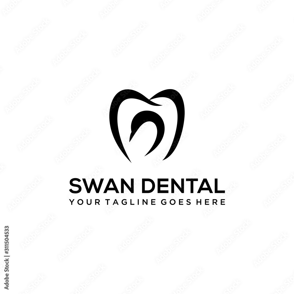 Simple clean Green leaf swan logo