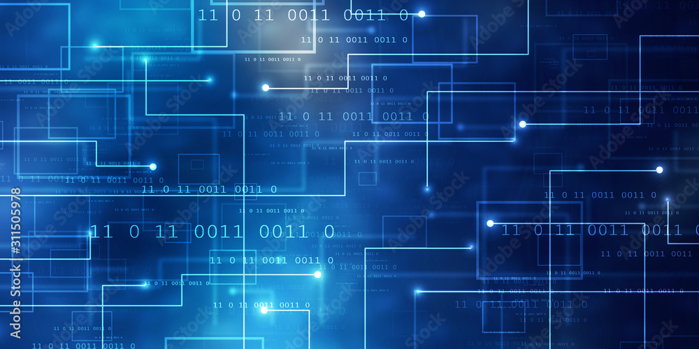 Fototapeta premium 2d illustration Abstract futuristic electronic circuit technology background