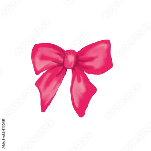 red pink bow isolated on white background