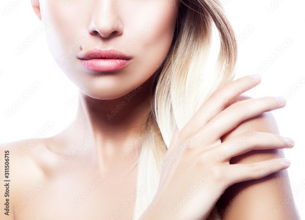 Lips, part of beauty face of young woman with perfect skin Lips, part of beauty face of young woman with perfect skin