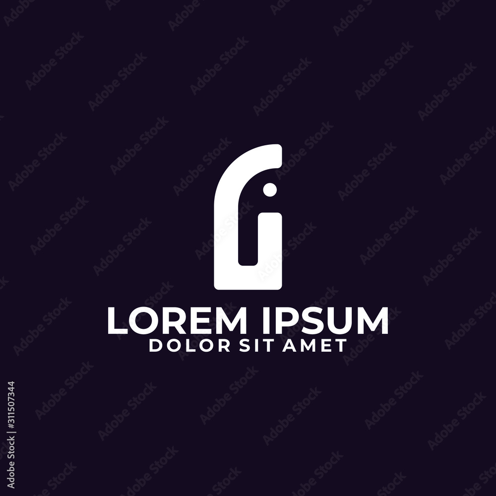 Initial letter G logo template with elephant head negative space in flat design monogram illustration Initial letter G logo template with elephant head negative space in flat design monogram illustration