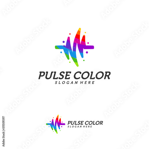 Colorful Pulse Logo minimalist vector, Colorful Pulse Icon Template, Creative design