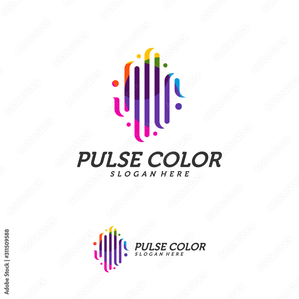 Fototapeta premium Colorful Pulse Logo minimalist vector, Colorful Pulse Icon Template, Creative design