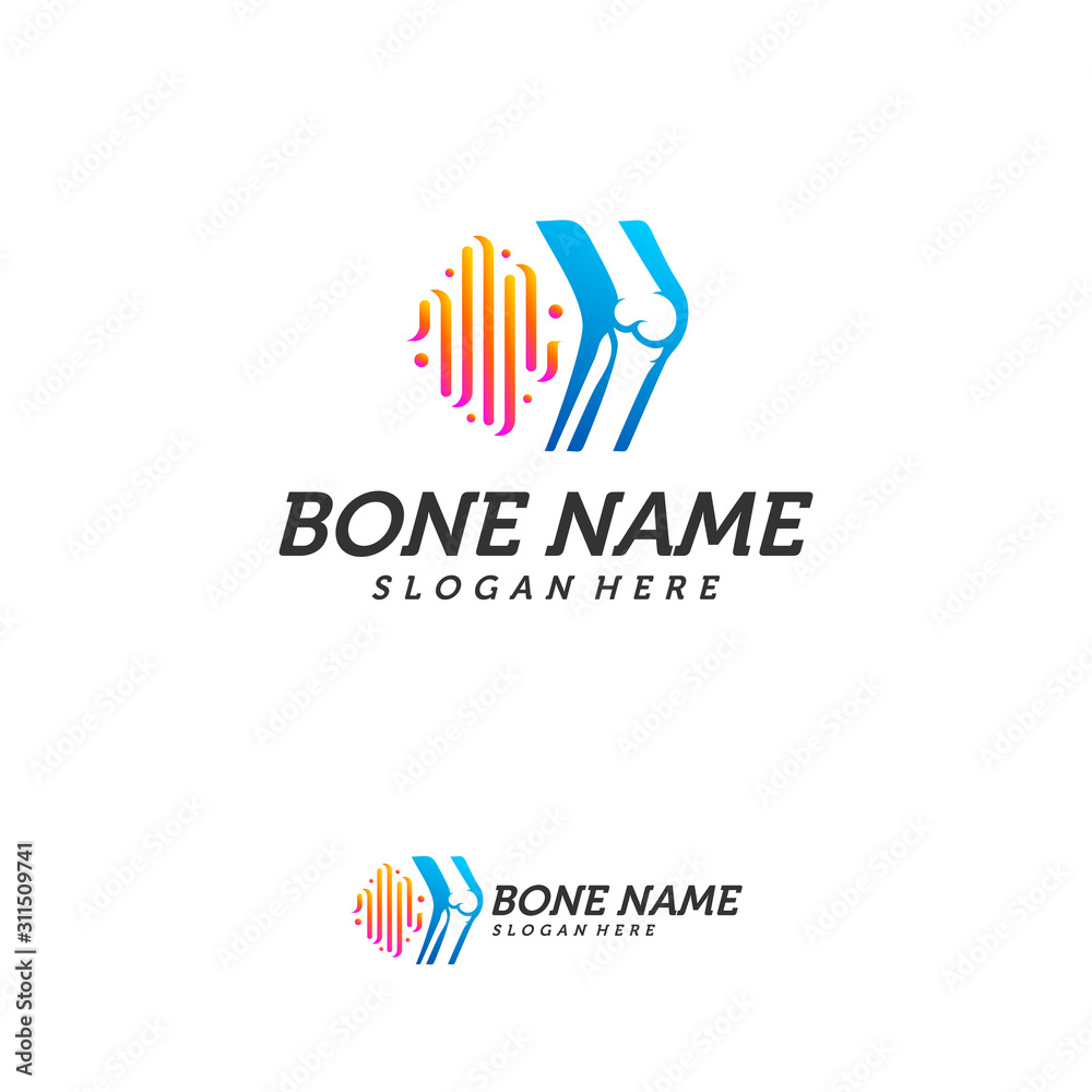 Bone Joint Pulse Logo Design Inspiration, Bone Health logo design concept, Bone Treatment logo template vector, Creative icon