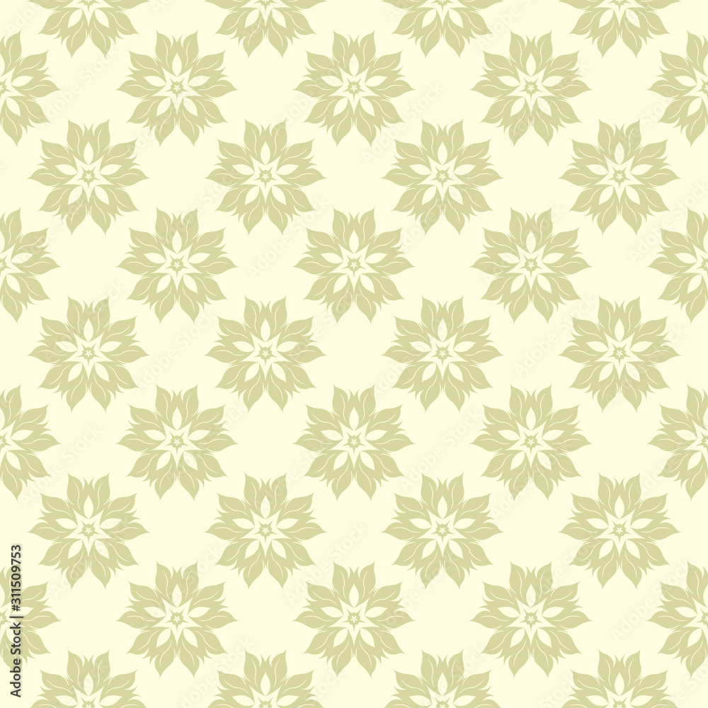 Olive green design wih flowers. Seamless pattern Olive green design wih flowers. Seamless pattern