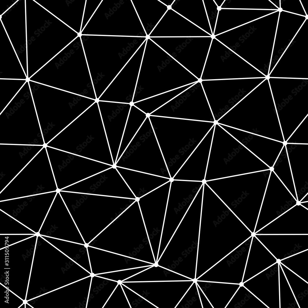 White geometric print on black seamless background White geometric print on black seamless background