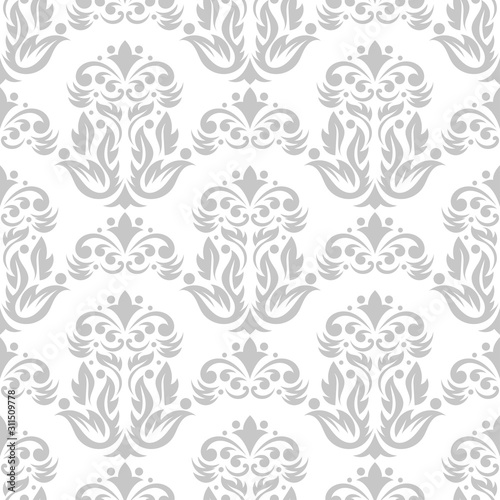 Fototapeta Naklejka Na Ścianę i Meble -  Floral seamless pattern. Monochrome background with gray flowers