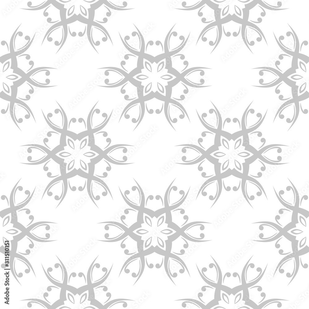 Floral seamless pattern. Gray flowers on white background for wallpapers and textile