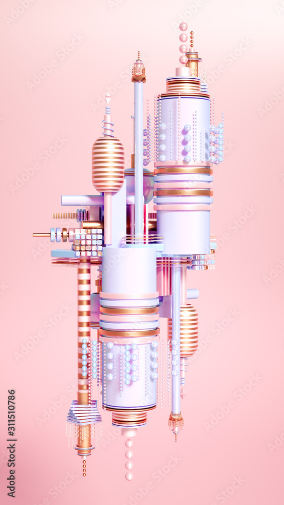 Fototapeta premium Modern minimalism futuristic background with cubes and balls. 3d illustration, 3d rendering.