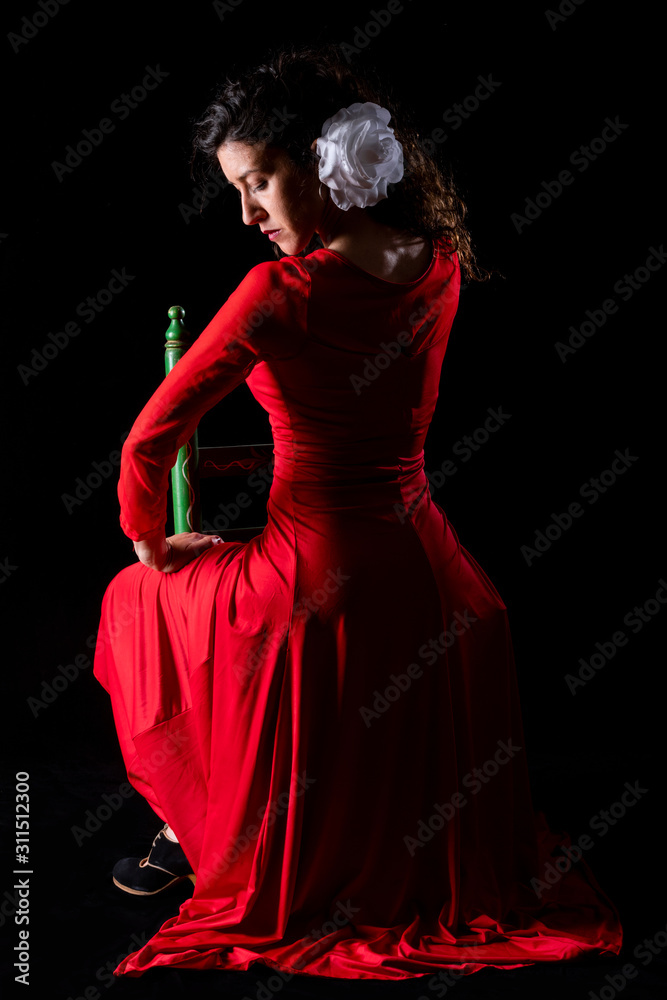 Young flamenco dancer, in a dance position Young flamenco dancer, in a dance position